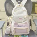 Niedlicher ästhetischer Studenten-Schulrucksack mit transparente Tasche und Ohren für Pendeln. - Rosa