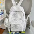 Zaino scolastico con stampa a stelle per studenti, elegante borsa da viaggio variante argento. - Con Ornamento / Taglia L / Grigio