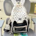 Süßer Ita Rucksack mit Sternenmuster und Katzenohren, große Kapazität für Schule und Reise. - Schwarz