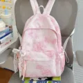 Zaino rosa con stampa stelle borsa scuola carina viaggio casual per ragazze con fiocco - Con Ornamento / Taglia L / Rosa