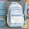 Süßer hellblauer Rucksack mit Sternenmuster, koreanischer Stil, große Kapazität für Schülerinnen. - Blau