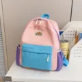 Kinder Rucksack Farblich abgesetzt süße Schultasche für Kindergarten Schüler Reisen Freizeit - Rosa