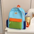 Kinder Farbblock Rucksack, leichte Schultasche für Kindergarten und Outdoor Alltagsnutzung. - Blau