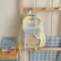 Süßer, farbblockierter Schüler-Rucksack mit klarem Sichtfenster und süßer Schleifen-Dekoration. - S / Gelb