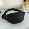 Schwarze Freizeittasche für Damen, einfache Umhängetasche, leichte Reisebauchtasche. - Verstärktes Verdicktes Schwarz