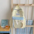 Pastellgelb Blauer Rucksack Leinwand Studenten Schulranzen Süße Tasche Freizeit - L / Gelb