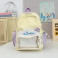 Susses gelbes lila Segeltuch Schulrucksack mit klarem Fenster Studenten Rucksack Tasche - Gelb