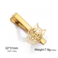 Pisa corbatas de acero inoxidable dorado con gato geométrico para hombre, accesorio elegante. - Forma de Cabeza de Lobo / Dorado