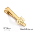 Elegante pinza de corbata con diseño de gato de acero inoxidable dorado para hombre. - Estilo León / Dorado