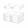 Boîte de rangement de maquillage en acrylique transparent 3 couches 6 grilles détails. - Boîte à 3 Couches 6 Tiroirs (4321C)
