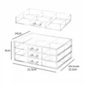Boîte de Rangement Transparent Acrylique 3 Niveaux 18 Grilles Organisateur de Maquillage - Boîte à 3 Couches 18 Tiroirs (4321E)