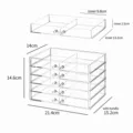 Organisateur de maquillage acrylique transparent à 5 tiroirs schéma de dimensions - Boîte à 5 Couches 10 Tiroirs (4322B)