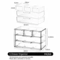 Organisateur de maquillage en acrylique transparent avec tiroirs multiples pour bureau. - Boîte à 5 Tiroirs Transparente (4264)