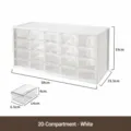 Boîte de Rangement de Bureau à 20 Tiroirs Transparents Organisateur Maquillage Blanc - Grille Blanc / Blanc