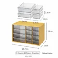 Boite de rangement de bureau a 3 niveaux et 12 tiroirs cosmetique papeterie plastique - Grille Jaune / Jaune