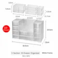 Boîte de rangement de bureau en acrylique transparent avec tiroirs pour maquillage. - Grille Combinée / Blanc