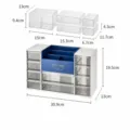 Boîte de rangement modulaire à 3 colonnes et 10 grilles organiseur de bureau cosmétique - Grille Combinée / Blanc Bleu