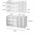 Boîte de rangement de bureau transparente en plastique avec tiroirs, organisateur à 13 grilles. - Grille XL / Blanc