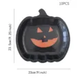 Χάρτινα πιάτα κολοκύθας Halloween, μαύρα και πορτοκαλί πιάτα για πάρτι, 10τμχ. - Χαριτωμένη Μαύρη Κολοκύθα με Χαμόγελο / 10 Τεμάχια/Συσκευασία (Μεγάλο)
