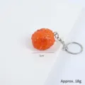 Porte-clés boulette de viande simulation PVC faux aliment nouveauté pendentif anneau - Boulette de Corail de Crabe Rôtie (Porte-clés) / 3cm Diamètre (Avec Trou)