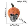 Halloween Kunstharz Totenkopf Kürbis Ornament Desktop Deko mit Maßangaben 109g 9cm - Kürbis Totenkopf Ornament Stil D