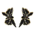 Exaggerated black and gold flower earrings statement high-end designer style fashion - Three-Dimensional Flower Style (E15694) / Black