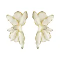 Elegant white and gold floral statement earrings, chic vacation style designer fashion jewelry for women. - Three-Dimensional Flower Style (E15695) / White