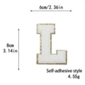 Toppa lettera L ciniglia bordo glitter oro autoadesivo vestito accessorio fai da te - Lettera L / Bianco / Autoadesivo