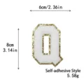 Bordo glitter oro ciniglia bianca lettera Q patch adesiva fai da te ricamo distintivo - Lettera Q / Bianco / Autoadesivo