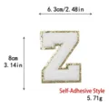 Toppa Lettera Z Ciniglia Glitter Oro Autoadesiva Ricamo Spugna Applicazione per Vestiti Fai da Te - Lettera Z / Bianco / Autoadesivo