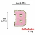 Toppa Lettera B Ciniglia Rosa Glitter Oro Alfabeto Stile Universitario Adesivo Fai Da Te - Lettera B / Rosa / Autoadesivo