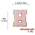 Toppa lettera H ciniglia bordo dorato adesiva stemma varsity abbigliamento DIY - Lettera H / Rosa / Autoadesivo