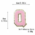 Bordo oro lettera Q ciniglia rosa patch adesiva ricamata decorazione fai da te. - Lettera Q / Rosa / Autoadesivo