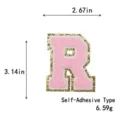 Rosa lettera R patch ciniglia con bordo glitter oro autoadesivo ricamato variante - Lettera R / Rosa / Autoadesivo