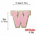 Toppa Lettera W ciniglia Rosa Bordo Glitter Oro Adesivo DIY Abbigliamento Applicazione - Lettera W / Rosa / Autoadesivo