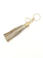 Gold alloy leather tassel keychain, stylish bag charm and car key ring accessory for women. - Light Gold (21071)