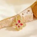 Gold Irregular Red Butterfly Style (T083)