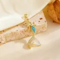 Pendant Only-Blue Mermaid Pendant (T058) / Gold