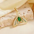 Pendant Only-Green Waterdrop Rhinestone Fish Tail Pendant (T058) / Gold