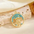 Pendant Only-Light Blue Round Jellyfish Pendant (T058) / Gold