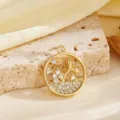 Pendant Only-White Round Fish Tail Pendant (T058) / Gold