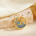 Pendant Only-Dark Blue Round Fish Tail Pendant (T058) / Gold