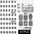 Viking rune hair beads dreadlock beard rings metal tube charms set with tools for men styling. - 61-Piece Set (Antique Silver)