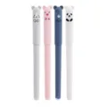 Cute animal gel pens set featuring 4 adorable cartoon designs including panda, bear, pig, and hamster. - Plain Bear 4pcs Set / Blue Ink