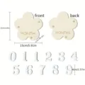 Wooden baby milestone monthly cards with flower shape and numbers for newborn photography. - 15cm (With Replacement Numbers)