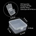 Caja de almacenamiento de plástico transparente para joyas, pendientes y pequeños objetos. - Caja cuadrada 4595 (9,5 * 9,5 * 4,5 cm)
