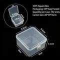 Caja de almacenamiento de plastico transparente mini joyero estuche organizador portatil - Caja Cuadrada 5595 (9.5x9.5x5.5cm)