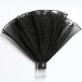 Schwarzer plissierter Glitzer-Netzstoff für Blumenverpackung, DIY-Basteln und Futter. - Schneepunktnetz (28cm*4 Yards) / Schwarz