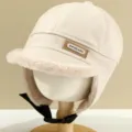 Cómodo gorro de invierno de felpa para niños beige cálido grueso con orejeras ajustable - Niños aprox. 5-12 años 50-55CM / Beige
