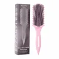 Pink nine row hair styling brush for curling and detangling hair with ergonomic design. - Box Packaging / Light Pink